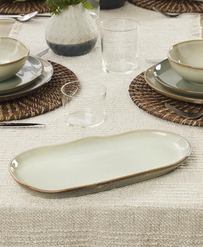 Oneida Organic Shades Sage Green Stoneware 2-Piece Serving Platter Set | - Image 9