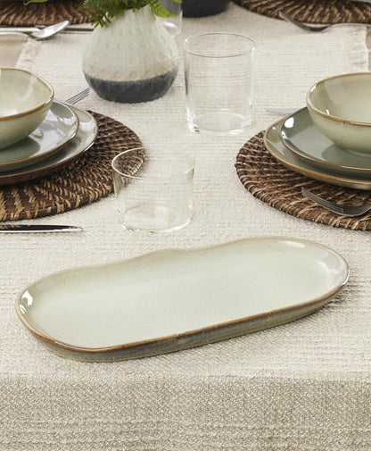 Oneida Organic Shades Sage Green Stoneware 2-Piece Serving Platter Set | - Image 9