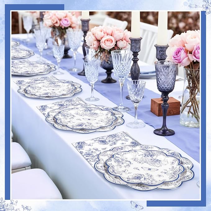 NatNarr Blue Floral Party Supplies Set - Image 6
