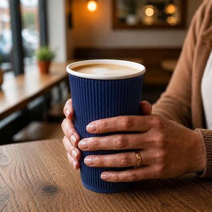 Restaurantware 16 Ounce Ripple Wall Disposable Coffee Cups, 500 Insulated - Image 5