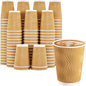 120 Pack 12 oz Coffee Cups, Disposable Corrugated Insulated Ripple Wall Paper Coffee Cups 12oz for Hot or Cold Drinks Office Home Cafe Party Travel (Champagne)