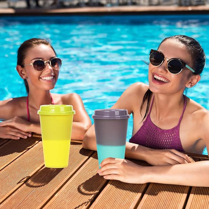 Color Changing Cups, 5 Pack 24oz Plastic Tumblers, Reusable Iced Coffee & - Image 5