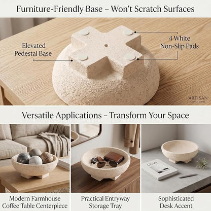 Decorative Bowl for Coffee Table, Modern Round Resin Centerpiece Bowl | Shallow - Image 3