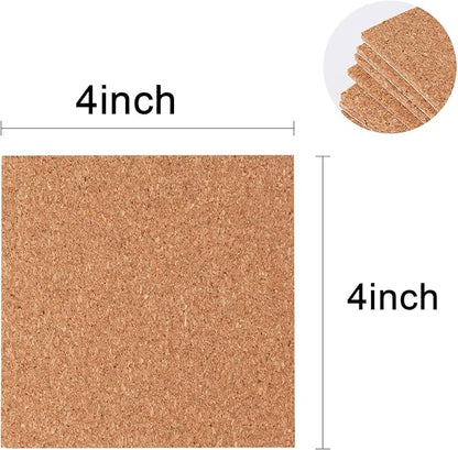 110 Pack Self Adhesive Cork Squares and Round DIY Adhesive Cork Board for Coasters and DIY Crafts