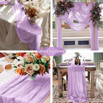6 Pieces Lilac Cheesecloth Table Runner 10FT Pink Runner - Image 5