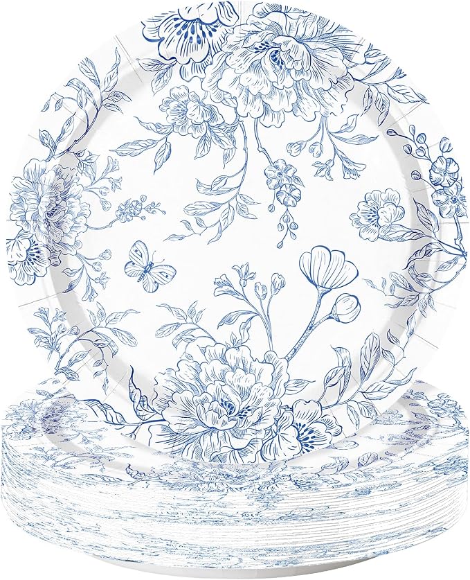 WRAPAHOLIC 25Pcs Floral Paper Plates by WRAPAHOLIC