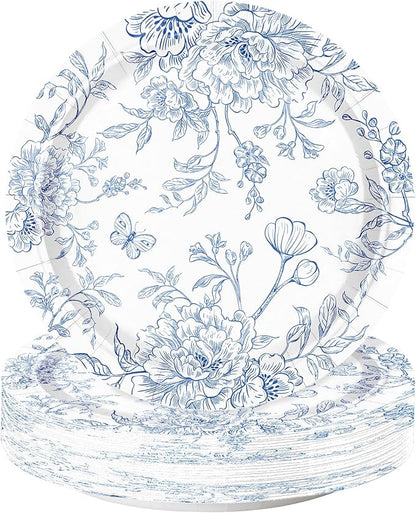 WRAPAHOLIC 25Pcs Floral Paper Plates by WRAPAHOLIC