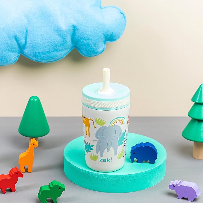 Zak Designs Safari Kelso 12oz Stainless Steel Leak-Proof Toddler Straw Cup - Image 3