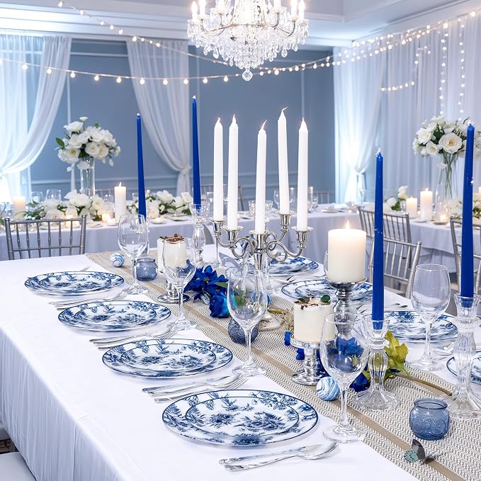 60PCS Blue Floral Plates Disposable - Image 5