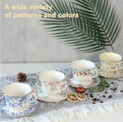 Vintage Floral Porcelain Tea Cup and Saucer Set - Image 7
