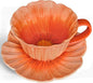 10 oz Tea Cups and Saucers, Ceramic Flower-shaped Cappuccino Cup, Latte Cup and by JUSONEY