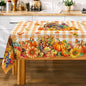 Thanksgiving Tablecloth Rectangle 60 x 120 Inch, Turkey Pumpkins Table Cloth Holiday Indoor Decor for Dining Room Party