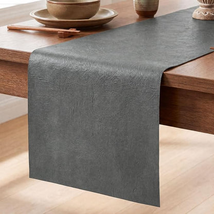 Artoid Mode Grey Double Sided Vinyl Faux Leather Table Runner, Seasonal by ArtoidMode