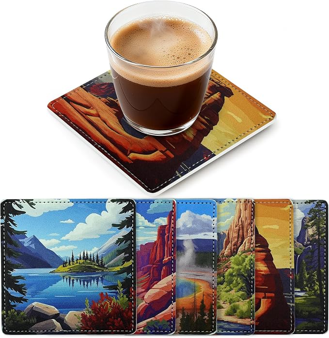 National Parks Coasters Square Leather Drinks Coaster Set - Image 2