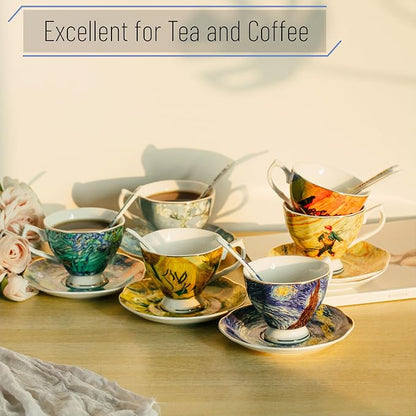 BTaT- Tea Cups and Saucers, 8 oz, Fine Porcelain Teacup Set - Image 5