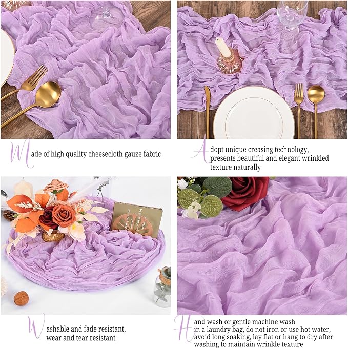 25 Pack Lavender Table Runner 17 x 108inch Cheesecloth Table Runner Boho Gauze - Image 4