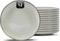 Organic Shape Highland Ceramic Salad plate, 12pcs 8 Inch Handmade Reactive Glaze Stoneware Plates with Wavy Edge, for Kitchen, Microwave & Dishwasher Safe, Scratch Resistant-grey