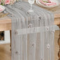 Artoid Mode Gray Flower Pearl Gray Gauze Table Runner 10FT, Seasonal Sheer by ArtoidMode