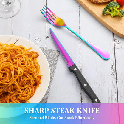 24 Pcs Rainbow Silverware Set - Image 5