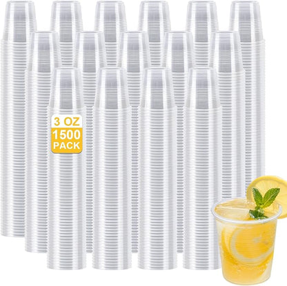 1500 Pack 3 oz Clear Plastic Cups, Small Bathroom Cups, Disposable Mouthwash Cup, Cold Party Drinking Cup, Perfect for Whiskey, Juice, Soda, Coffee