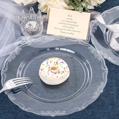U-QE 60 Pieces Clear Plastic Plates - Image 5