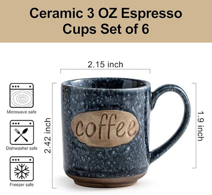 LYEOBOH Espresso Cups, Coffee Cups, Tea Cup, Coffee Cups Ceramic Set of 6 - Image 2