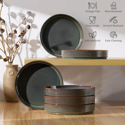 E-far Pasta Bowls Set of 6, 35oz Large Salad Bowl Plate - Image 6