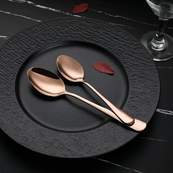 VANDBAO Coppery Flatware Cutlery Silverware Set 20 Pieces, Stainless Steel - Image 6