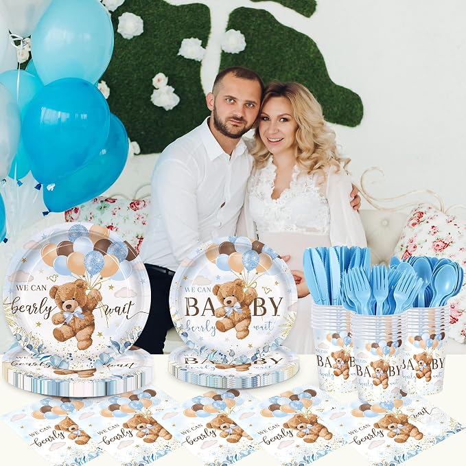 168pcs We Can Bearly Wait Bear Plates Napkins - Image 6