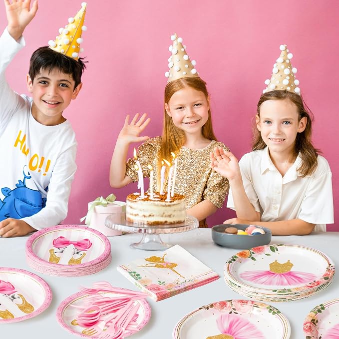 96Pcs Ballerina Ballet Dancing Girl Party Plates Supplies Tableware Decorations - Image 6