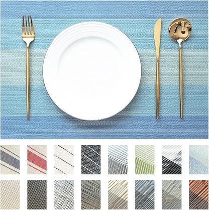 Placemats Set of 8 Vinyl/Plastic Woven Place Mats for Kitchen Table Indoor/Outdoor Washable Placemat Wipeable Dining Table Mats (Ocean Geode,8)
