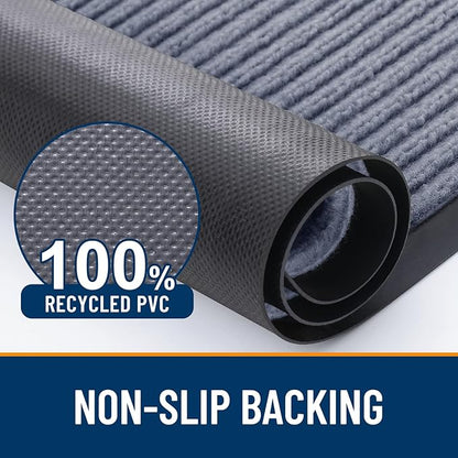 OLANLY Front Door Mat Indoor Outdoor Entrance, Waterproof Heavy Duty Doormat, Fade Resistant, Low Profile, Easy Clean Patio Porch Welcome Floor Mats for Entry, 47x17, Ash Grey