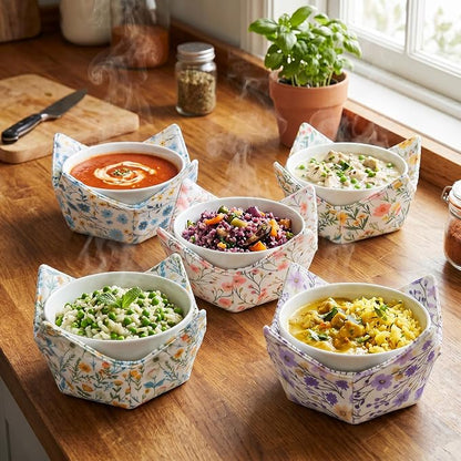 Cotton Microwavable Bowl Cozy, Microwave-Safe Hot Bowl Holders, Soup Bowl Cozy - Image 6