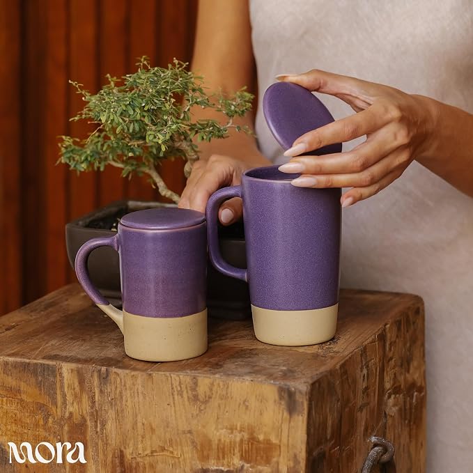 MORA Ceramics Tea Cup with Loose Leaf Infuser, Spoon and Lid, 12 oz, Microwave - Image 4