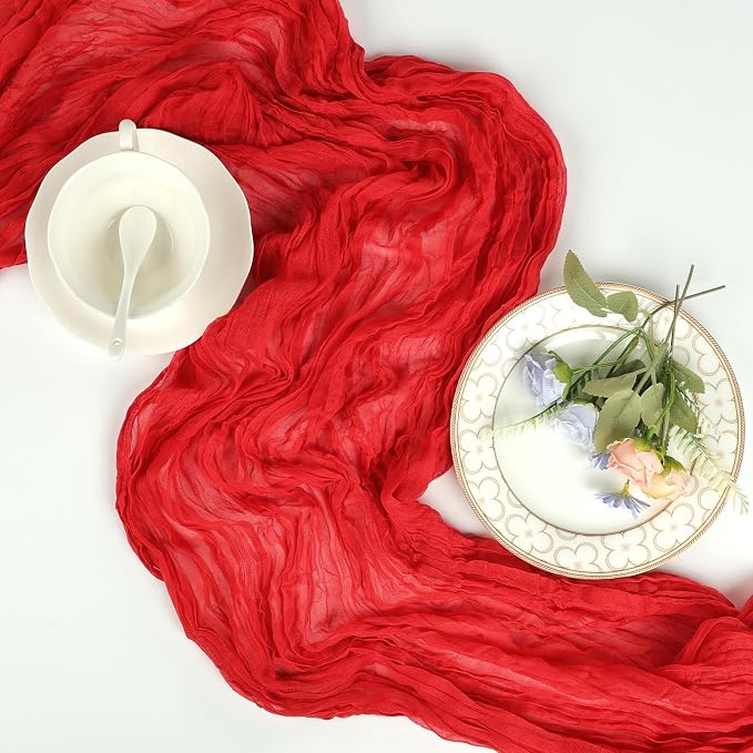 12 Pack Red Cheesecloth Table Runner 17 x 108 Inch | Boho Gauze Cheese Cloth - Image 6