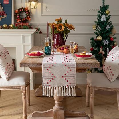 Christmas Table Runner 13 x 108 Inch Long Natural Cotton Woven Runner - Image 2