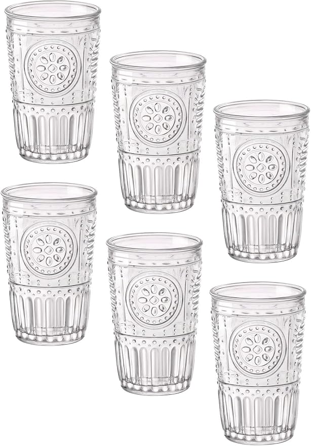 Bormioli Rocco Romantic Set Of 6 Tumbler Glasses, 11.5 Oz. Clear Crystal Glass by Bormioli+Rocco