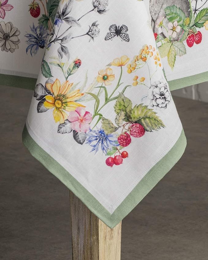 Maison d' Hermine Table Cloth Rectangle Table 100% Cotton 60 x 108 Inches Tablecloth Reusable Decorative for Dining Room Farmhouse Home Valentines Day Decorations Spring Summer - Printemps