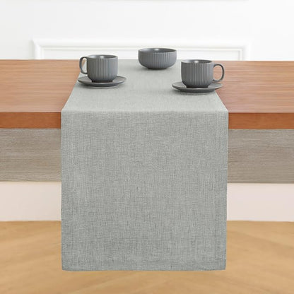 Solino Home 100% Pure Linen Table Runner Chambray Grey, Athena 14 x 132 in | - Image 2
