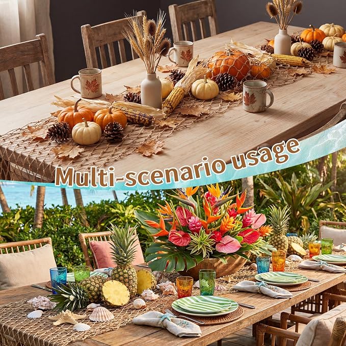 SATINIOR 6 Pcs 12 x 72'' Fishing Net Table Runner Party Decoration, Linen | - Image 5