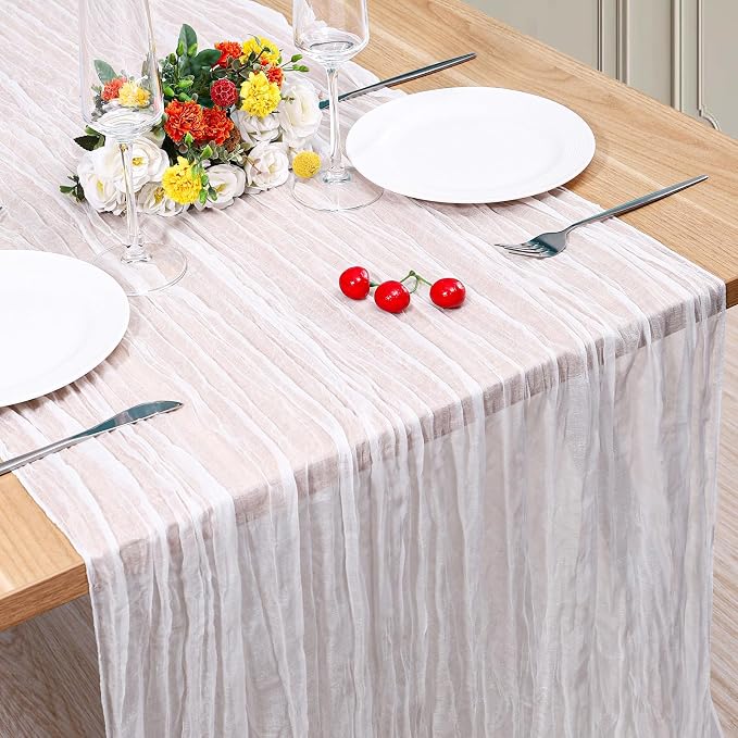 1 Pack Cheesecloth Table Runner 10Ft Christmas Gauze Boho Table Runners by Home
