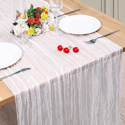 1 Pack Cheesecloth Table Runner 10Ft Christmas Gauze Boho Table Runners by Home