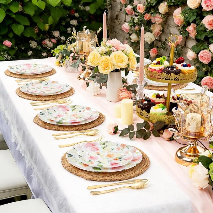 60 PCS Floral Plastic Plates - Image 5