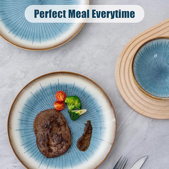 Dinnerware Set Stoneware 16 Pieces Service for 4, Stoneware Plates and Bowls Set Highly Chip and Crack Resistant Stoneware Set, Dishwasher Microwave Safe Dishes set