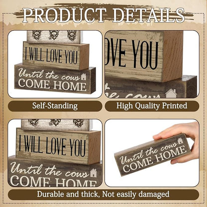 Moucuny 4 Pcs Highland Cow Table Decorations Rustic Western Tiered Tray Decor - Image 5