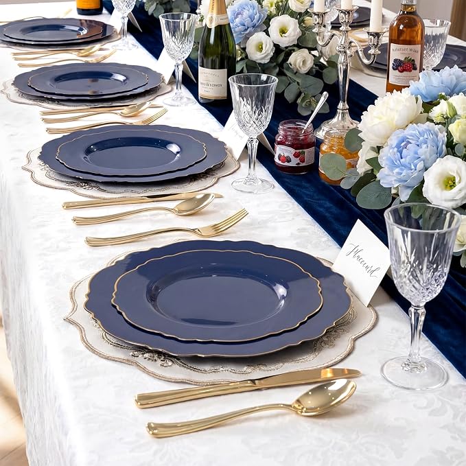 100pcs Blue Plastic Plates - Image 8