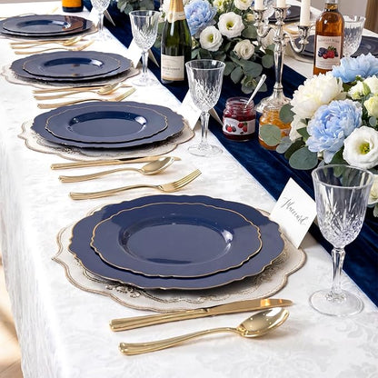 100pcs Blue Plastic Plates - Image 8