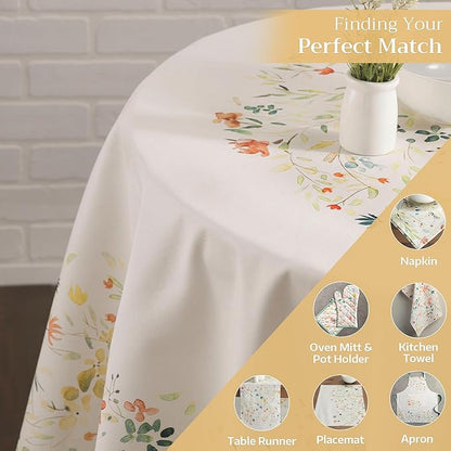 Maison d' Hermine Table Cloth Round Table 100% Cotton 63 Round Inches Tablecloth Reusable Decorative for Dining Room Farmhouse Home Valentines Day Decorations Spring Summer - Colmar