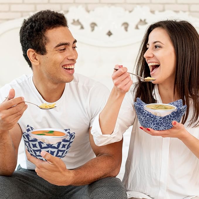 Cotton Microwavable Bowl Cozy, Microwave-Safe Hot Bowl Holders, Soup bowl Cozy - Image 4