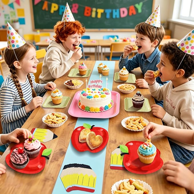 180Pcs Back to School Red Apple Paper Plates and Napkin Set, First Day of - Image 6